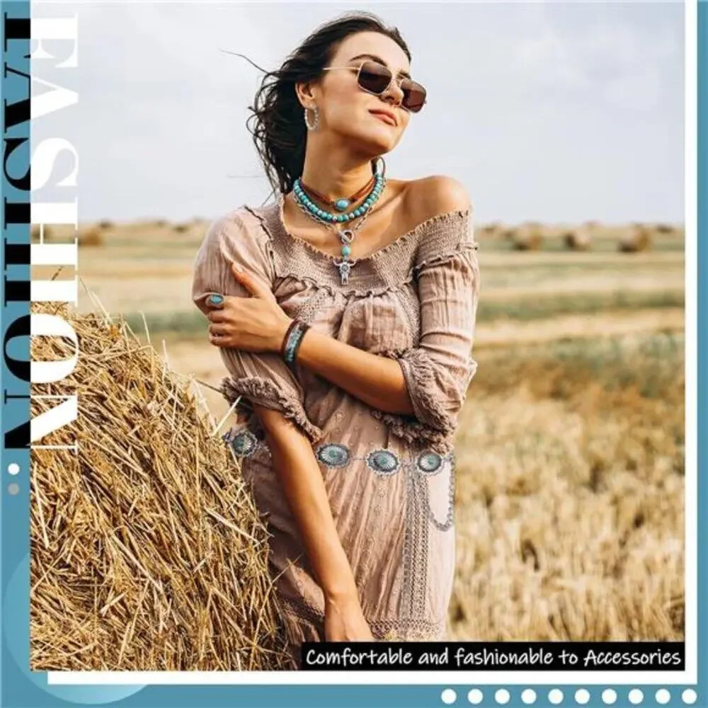 Western Jewelry Set Sofia Boho Turquoise Accessories Set for free-spirited woman - Picture 3 of 8